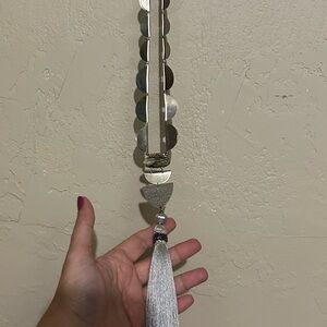 Silver Geometric Statement Necklace Tassel Modern Boho